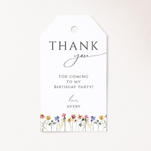 Kleurrijke Wildflower Verjaardag Bedankt Favoriet  Cadeaulabel