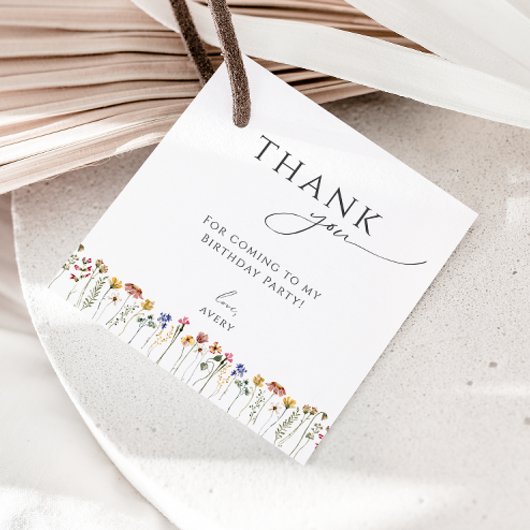 Kleurrijke Wildflower Verjaardag Plein Dank u Bedankjes Labels