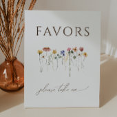 Kleurrijke Wildflower Verjaardagsfeest Favorieten Reclamebord Met Voetstuk