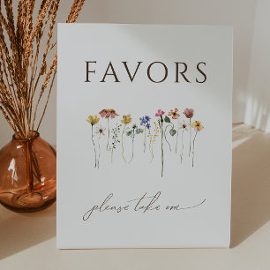 Kleurrijke Wildflower Verjaardagsfeest Favorieten Reclamebord Met Voetstuk