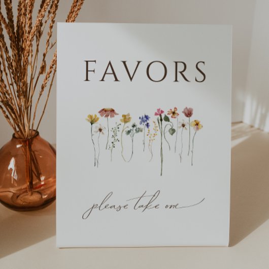 Kleurrijke Wildflower Verjaardagsfeest Favorieten Reclamebord Met Voetstuk