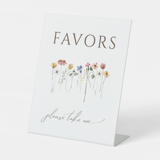 Kleurrijke Wildflower Verjaardagsfeest Favorieten Reclamebord Met Voetstuk (Voorkant)