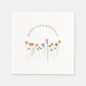 Kleurrijke Wildflower verjaardagsfeestje Servet (Voorkant)