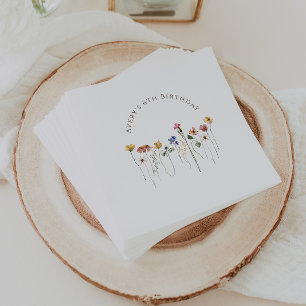 Kleurrijke Wildflower verjaardagsfeestje Servet