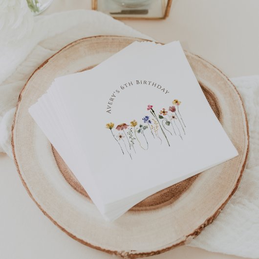 Kleurrijke Wildflower verjaardagsfeestje Servet