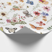 Kleurrijke  Wildflower Vlinders Botanisch Cadeaupapier (Hoek)