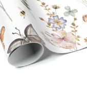 Kleurrijke  Wildflower Vlinders Botanisch Cadeaupapier (Rol Hoek)