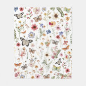 Kleurrijke  Wildflower Vlinders Botanisch Fleece Deken (Voorkant)