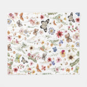 Kleurrijke  Wildflower Vlinders Botanisch Fleece Deken (Voorkant (Horizontaal))