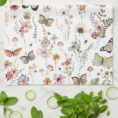 Kleurrijke  Wildflower Vlinders Botanisch Theedoek (Gevouwen)