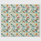 Kleurrijke Wildflower Vlinders Patroon Cadeaupapier (Vlak)