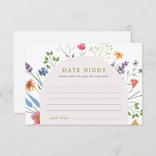 Kleurrijke Wildflower Vrijgezellenfeest Datum Nach Informatiekaartje (Voorkant / Achterkant)
