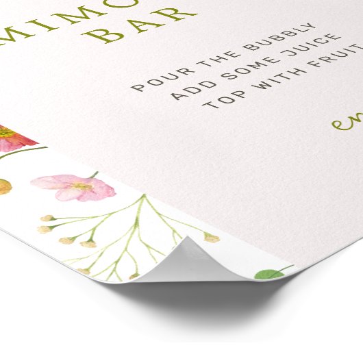Kleurrijke Wildflower Vrijgezellenfeest Mimosa Bar Poster (Hoek)