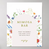 Kleurrijke Wildflower Vrijgezellenfeest Mimosa Bar Poster (Voorkant)