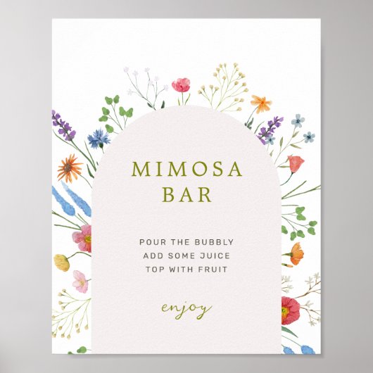 Kleurrijke Wildflower Vrijgezellenfeest Mimosa Bar Poster (Voorkant)