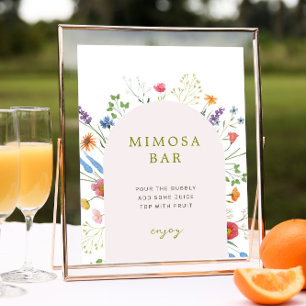 Kleurrijke Wildflower Vrijgezellenfeest Mimosa Bar Poster