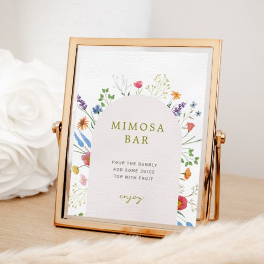 Kleurrijke Wildflower Vrijgezellenfeest Mimosa Bar Poster