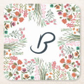 Kleurrijke Wildflower Vrijgezellenfeest Monogram Kartonnen Onderzetters (Voorkant)