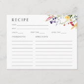 Kleurrijke Wildflower Vrijgezellenfeest Recept Kaa Informatiekaartje (Voorkant)