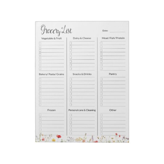 Kleurrijke Wildflower Waterverf Bloemen boodschapp Notitieblok (Linkerzijde)