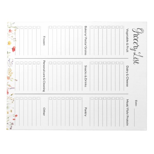 Kleurrijke Wildflower Waterverf Bloemen boodschapp Notitieblok (Voorkant)