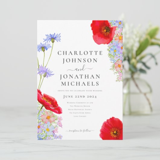 Kleurrijke Wildflower Waterverf Boho QR Code Kaart (Staand voorkant)