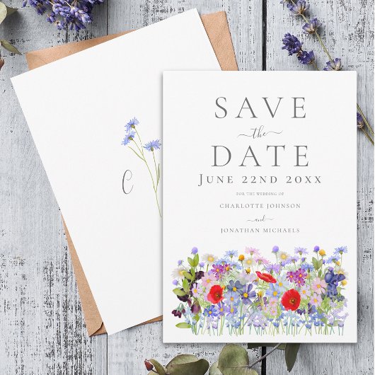 Kleurrijke Wildflower Waterverf Boho Wedding Save The Date