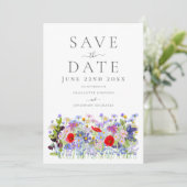 Kleurrijke Wildflower Waterverf Boho Wedding Save The Date (Staand voorkant)