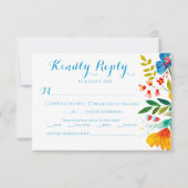 Kleurrijke Wildflower Waterverf Floral Wedding RSVP Kaartje (Voorkant)