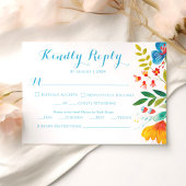Kleurrijke Wildflower Waterverf Floral Wedding RSVP Kaartje