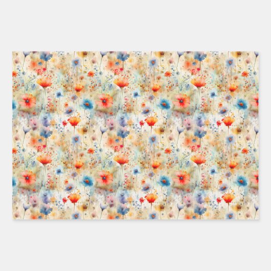 Kleurrijke Wildflower Waterverf Painted Pattern Inpakpapier Vel (Voorkant 2)
