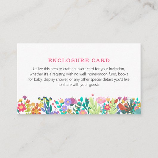 Kleurrijke Wildflower Waterverf Tuin Feest Informatiekaartje (Voorkant)