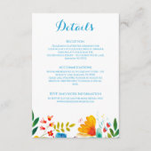 Kleurrijke Wildflower Waterverf Wedding Details Informatiekaartje (Voorkant)