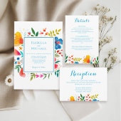 Kleurrijke Wildflower Waterverf Wedding Details Informatiekaartje