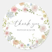 Kleurrijke Wildflower Wedding Dank u gunst Ronde Sticker (Voorkant)