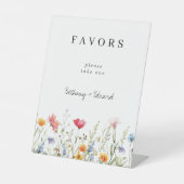 Kleurrijke Wildflower Wedding Favorieten Reclamebord Met Voetstuk (Voorkant)
