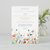 Kleurrijke Wildflower Wedding Folie Uitnodiging (Staand Voorkant)