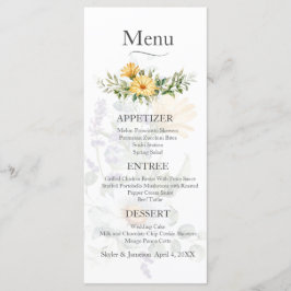 Kleurrijke Wildflower Wedding Menu