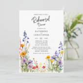 Kleurrijke Wildflower Wedding repetitie diner Kaart (Staand voorkant)