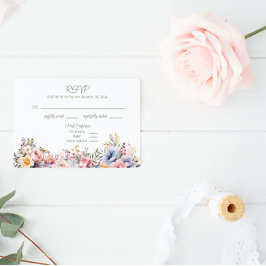 Kleurrijke Wildflower Wedding RSVP Kaart