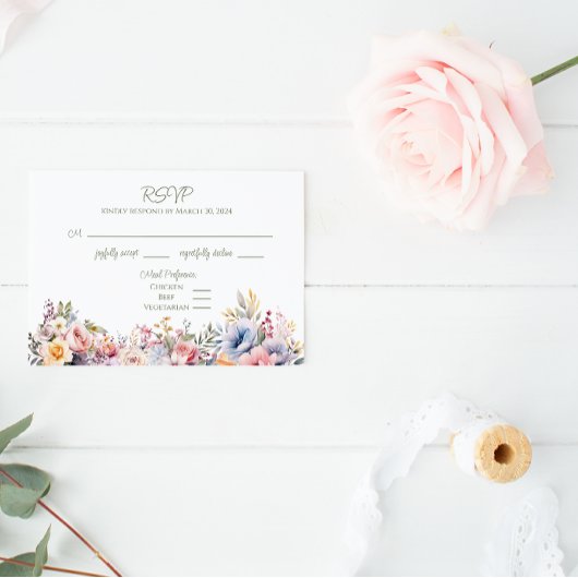 Kleurrijke Wildflower Wedding RSVP Kaart