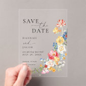 Kleurrijke Wildflower Wedding Save the Date Acryl Uitnodigingen (Insitu (Draagbaar))