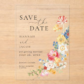 Kleurrijke Wildflower Wedding Save the Date Acryl Uitnodigingen (Voorkant)