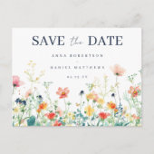 Kleurrijke Wildflower Wedding Save the Date Briefk Uitnodiging Briefkaart (Voorkant)