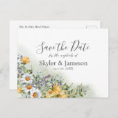 Kleurrijke Wildflower Wedding Save the Date Briefkaart (Voorkant / Achterkant)
