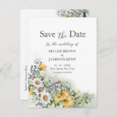 Kleurrijke Wildflower Wedding Save the Date Briefkaart (Voorkant / Achterkant)