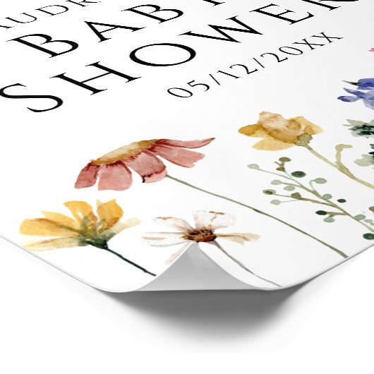 Kleurrijke Wildflower Welkom baby shower teken Poster (Hoek)