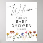 Kleurrijke Wildflower Welkom baby shower teken Poster (Voorkant)