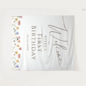 Kleurrijke Wildflower Welkom Verjaardag Achtergron Wandkleed (Voorkant (horizontaal))