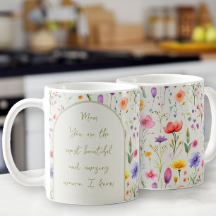 Kleurrijke Wildflower Whimsical Lettering Zacht Gr Koffiemok
